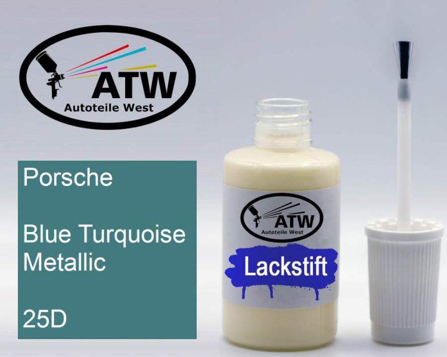 Porsche, Blue Turquoise Metallic, 25D: 20ml Lackstift, von ATW Autoteile West.